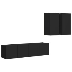vidaXL Set Mobile TV 4 pz Nero in Truciolato