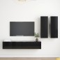 vidaXL Set di Mobili Porta TV 4 pz Nero in Legno Multistrato vidaXL Set di Mobili Porta TV 4 pz Nero in Legno Multistrato