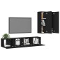 vidaXL Set di Mobili Porta TV 4 pz Nero in Legno Multistrato vidaXL Set di Mobili Porta TV 4 pz Nero in Legno Multistrato