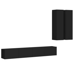 vidaXL Set Mobile TV 4 pz Nero in Truciolato