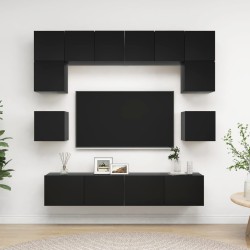 vidaXL Set di Mobili Porta TV 8 pz Nero in Legno Multistrato