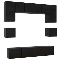 vidaXL Set di Mobili Porta TV 8 pz Nero in Legno Multistrato