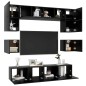 vidaXL Set di Mobili Porta TV 8 pz Nero in Legno Multistrato