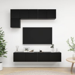 vidaXL Set di Mobili Porta TV 5 pz Nero in Legno Multistrato