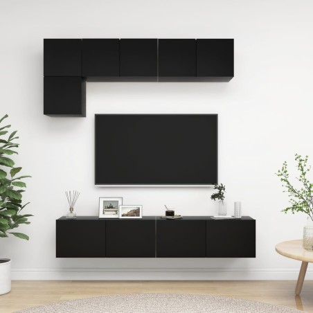 vidaXL Set di Mobili Porta TV 5 pz Nero in Legno Multistrato