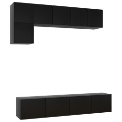 vidaXL Set di Mobili Porta TV 5 pz Nero in Legno Multistrato