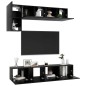 vidaXL Set di Mobili Porta TV 5 pz Nero in Legno Multistrato vidaXL Set di Mobili Porta TV 5 pz Nero in Legno Multistrato