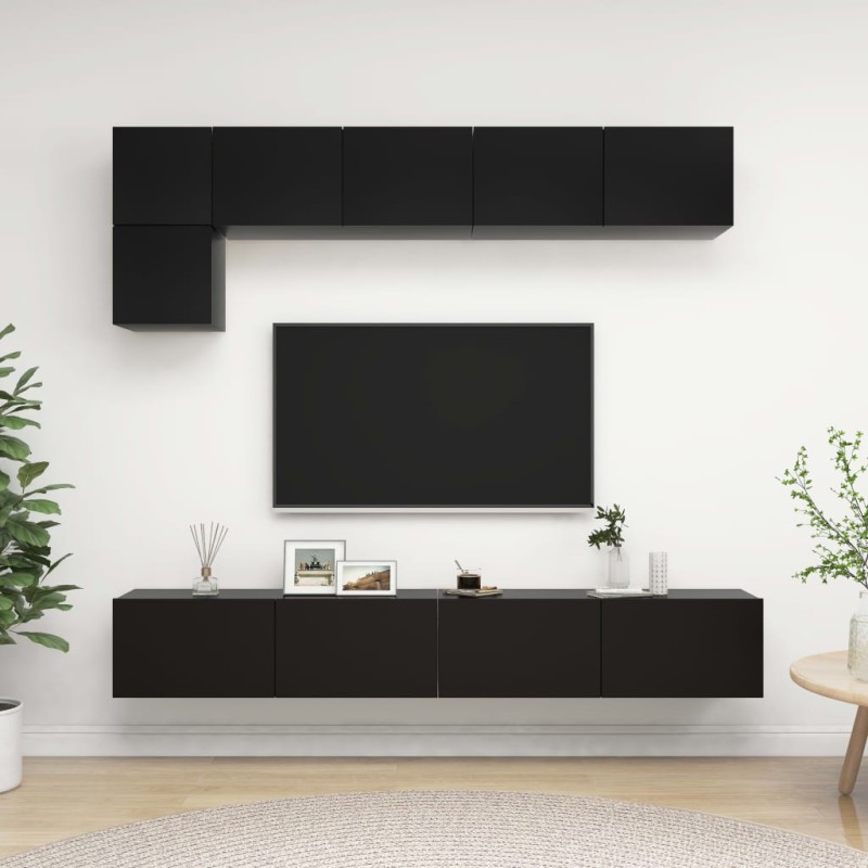 vidaXL Set Mobile TV 5 pz Nero in Truciolato vidaXL Set Mobile TV 5 pz Nero in Truciolato