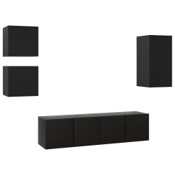 vidaXL Set Mobile TV 5 pz Nero in Truciolato