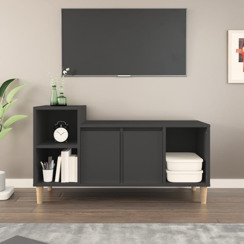 Mobile Porta TV Nero 100x35x55 cm in Legno Multistrato Mobile Porta TV Nero 100x35x55 cm in Legno Multistrato