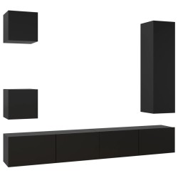 vidaXL Set Mobile TV 5 pz Nero in Truciolato