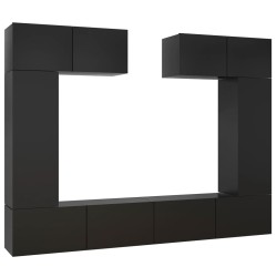 vidaXL Set di Mobili Porta TV 6 pz Nero in Legno Multistrato