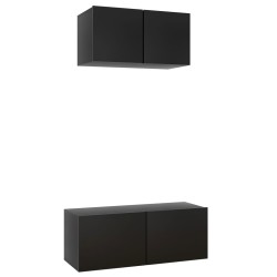 vidaXL Set Mobile TV 2 pz Nero in Truciolato