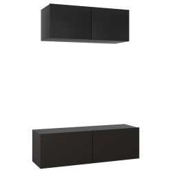 vidaXL Set Mobile TV 2 pz Nero in Truciolato