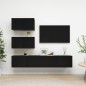 vidaXL Set di Mobili Porta TV 4 pz Nero in Legno Multistrato vidaXL Set di Mobili Porta TV 4 pz Nero in Legno Multistrato