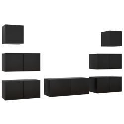 vidaXL Set di Mobili Porta TV 7 pz Nero in Legno Multistrato