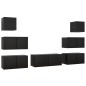 vidaXL Set di Mobili Porta TV 7 pz Nero in Legno Multistrato vidaXL Set di Mobili Porta TV 7 pz Nero in Legno Multistrato