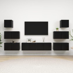 vidaXL Set di Mobili Porta TV 8 pz Nero in Legno Multistrato