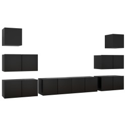 vidaXL Set di Mobili Porta TV 8 pz Nero in Legno Multistrato