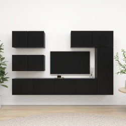 vidaXL Set di Mobili Porta TV 6 pz Nero in Legno Multistrato