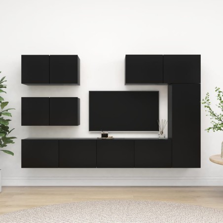 vidaXL Set di Mobili Porta TV 6 pz Nero in Legno Multistrato