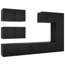 vidaXL Set di Mobili Porta TV 6 pz Nero in Legno Multistrato