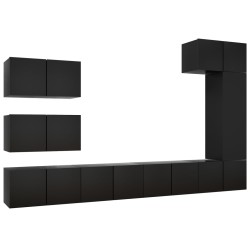 vidaXL Set Mobile TV 8 pz Nero in Truciolato