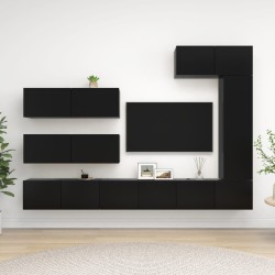 vidaXL Set di Mobili Porta TV 7 pz Nero in Legno Multistrato