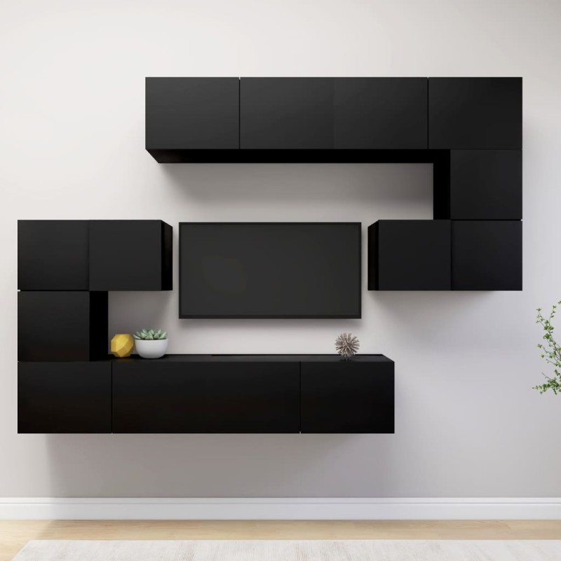 vidaXL Set Mobili TV 8 pz Nero in Truciolato vidaXL Set Mobili TV 8 pz Nero in Truciolato