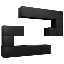 vidaXL Set Mobili TV 8 pz Nero in Truciolato