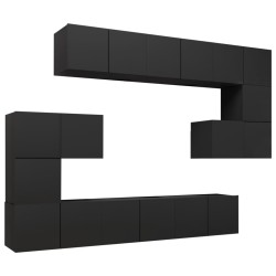 vidaXL Set di Mobili Porta TV 10 pz Nero in Legno Multistrato