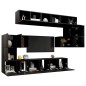 vidaXL Set di Mobili Porta TV 10 pz Nero in Legno Multistrato vidaXL Set di Mobili Porta TV 10 pz Nero in Legno Multistrato