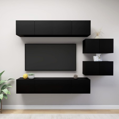 vidaXL Set di Mobili Porta TV 6 pz Nero in Legno Multistrato