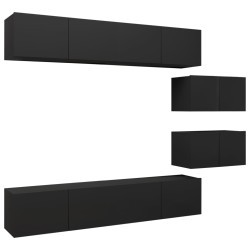 vidaXL Set di Mobili Porta TV 6 pz Nero in Legno Multistrato