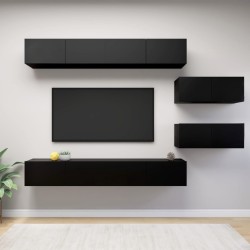 vidaXL Set di Mobili Porta TV 6 pz Nero in Legno Multistrato