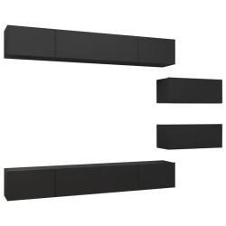 vidaXL Set di Mobili Porta TV 6 pz Nero in Legno Multistrato