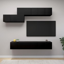 vidaXL Set di Mobili Porta TV 7 pz Nero in Legno Multistrato