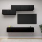 vidaXL Set di Mobili Porta TV 7 pz Nero in Legno Multistrato vidaXL Set di Mobili Porta TV 7 pz Nero in Legno Multistrato