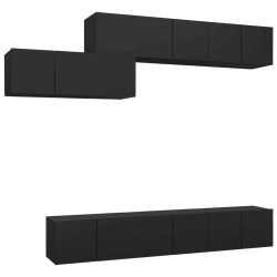 vidaXL Set di Mobili Porta TV 7 pz Nero in Legno Multistrato
