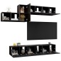 vidaXL Set di Mobili Porta TV 7 pz Nero in Legno Multistrato vidaXL Set di Mobili Porta TV 7 pz Nero in Legno Multistrato