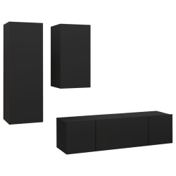 vidaXL Set Mobile TV 4 pz Nero in Truciolato