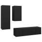 vidaXL Set Mobile TV 4 pz Nero in Truciolato vidaXL Set Mobile TV 4 pz Nero in Truciolato