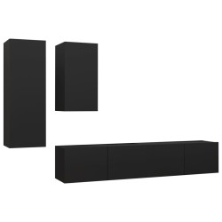 vidaXL Set Mobile TV 4 pz Nero in Truciolato