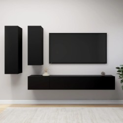 vidaXL Set di Mobili Porta TV 4 pz Nero in Legno Multistrato