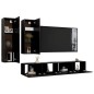 vidaXL Set di Mobili Porta TV 4 pz Nero in Legno Multistrato vidaXL Set di Mobili Porta TV 4 pz Nero in Legno Multistrato