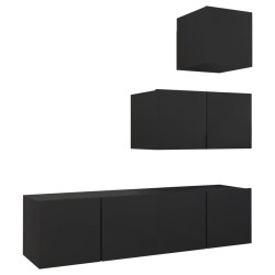 vidaXL Set Mobile TV 4 pz Nero in Truciolato