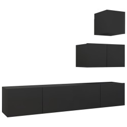 vidaXL Set Mobile TV 4 pz Nero in Truciolato