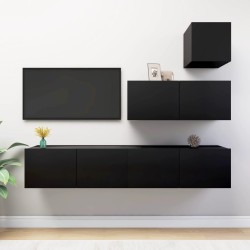 vidaXL Set di Mobili Porta TV 4 pz Nero in Legno Multistrato