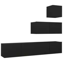 vidaXL Set di Mobili Porta TV 4 pz Nero in Legno Multistrato