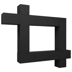 vidaXL Set di Mobili Porta TV 9 pz Nero in Legno Multistrato